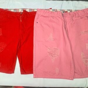 Red and Pink Jean Shorts